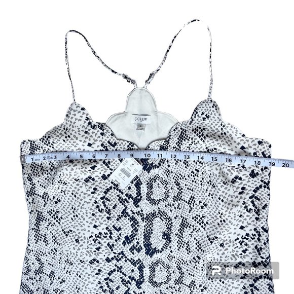 NWT J Crew Factory Scalloped Lined Cami Top Adjustable Straps Snake Print Size 8 - Picture 3 of 8